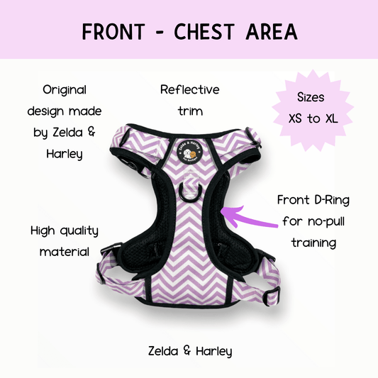 Zelda & Harley Harness Zig Zag Wag Pastel Purple - Adventure No Pull Harness