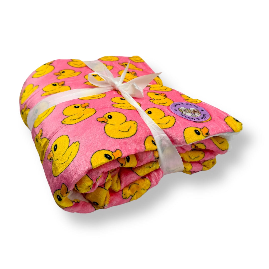 Zelda & Harley Dog Blanket Rubber Duckie Pink Dog Blanket