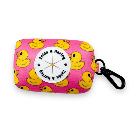 Zelda & Harley Poop Bag Holder Rubber Duckie Waste Bag Holder - Pink