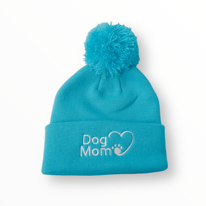 Zelda & Harley Beanie Dog Mom Bobble Beanie - Blue